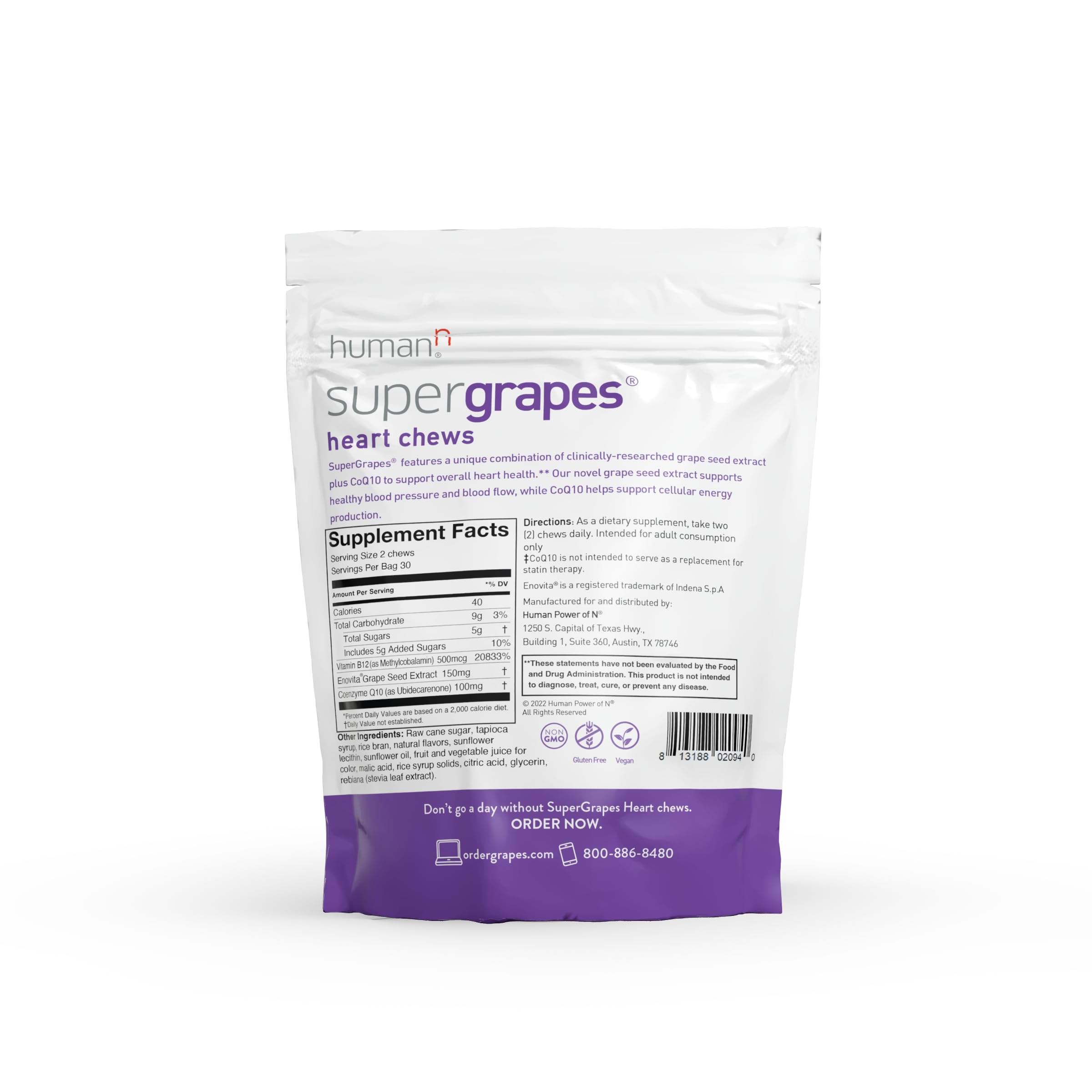 Person taking Humann SuperGrapes Chews during morning routine.