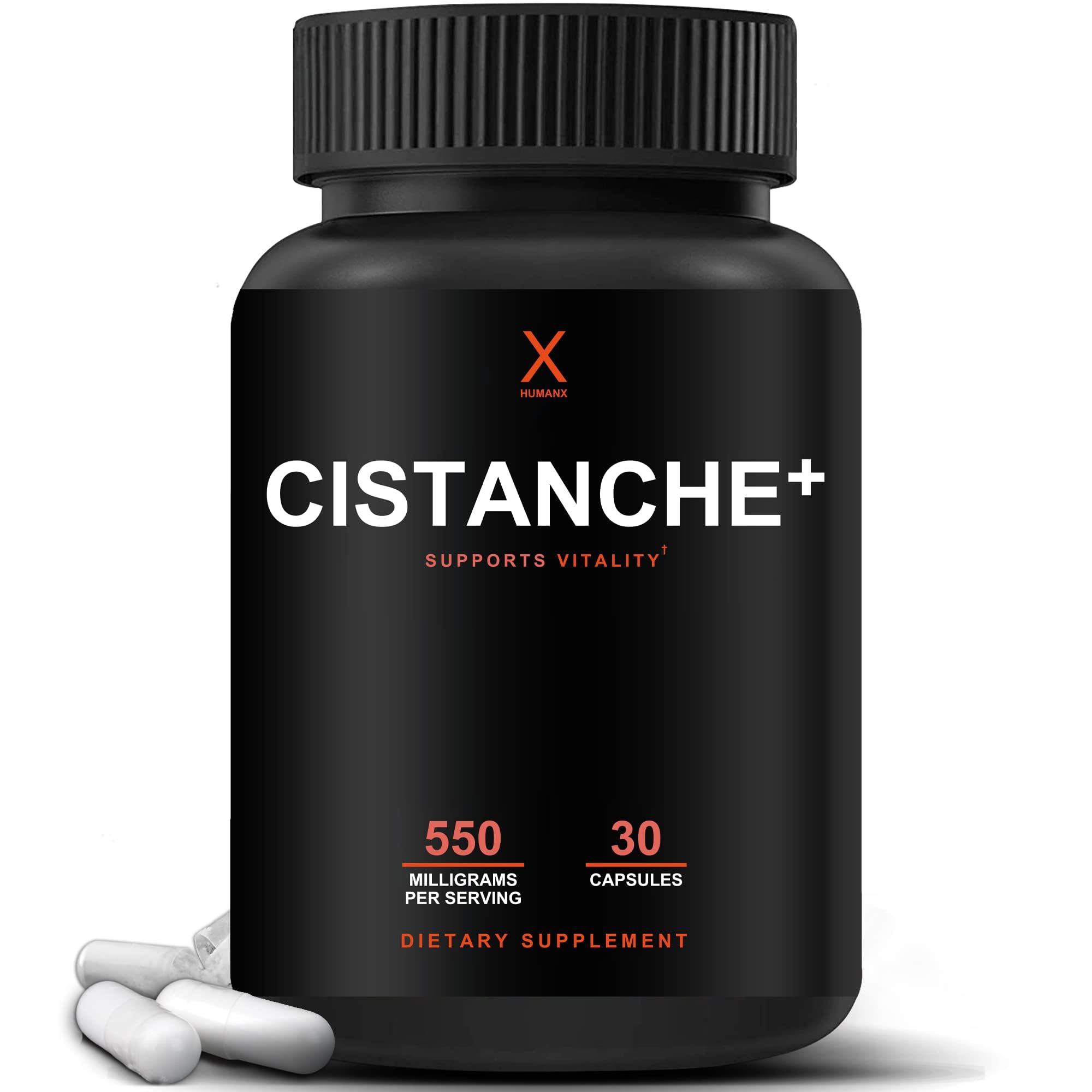 Humanx Cistanche+ capsules bottle for convenient daily use.
