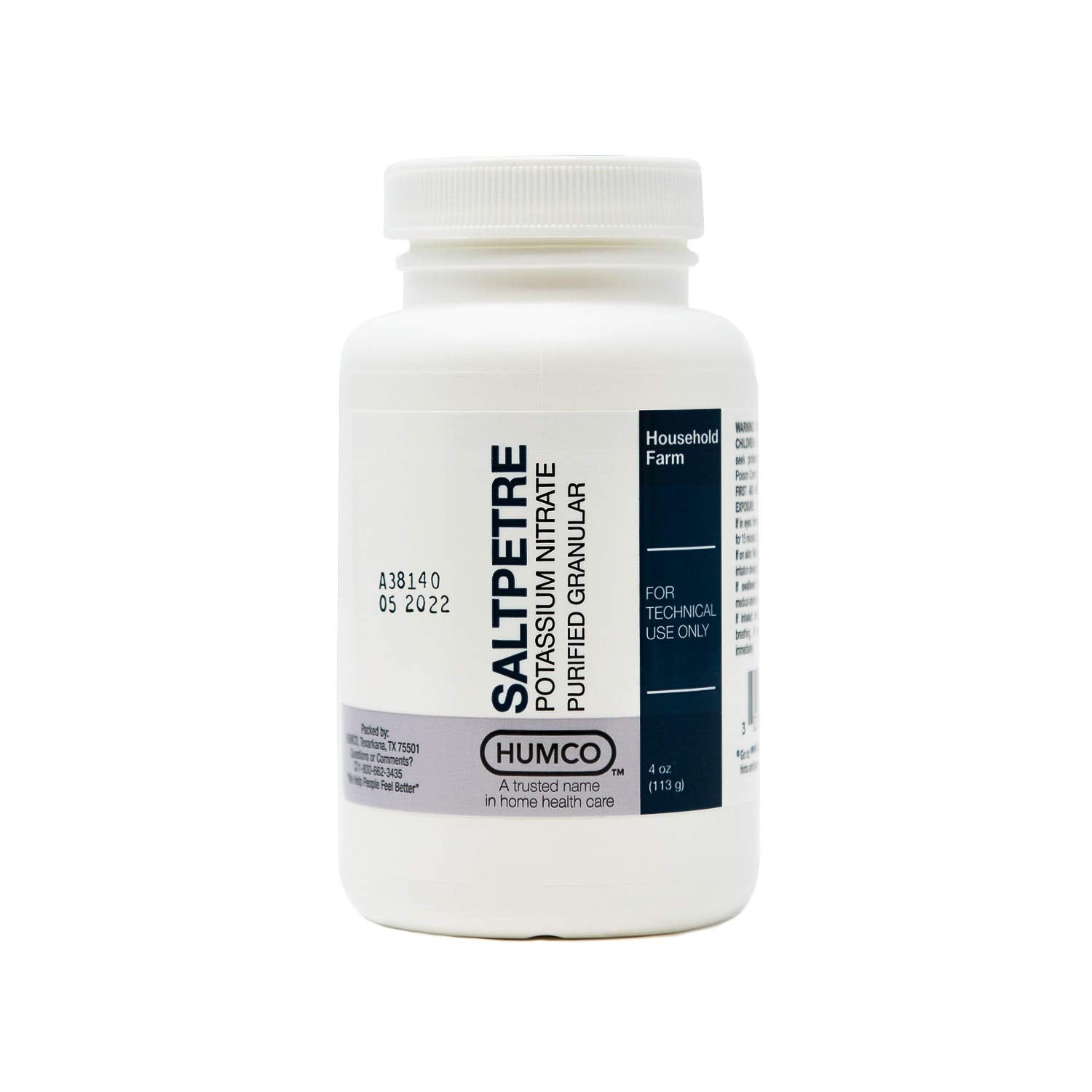 Humco Potassium Nitrate FCC 4 oz bottle for precise measurements and reliable preparation