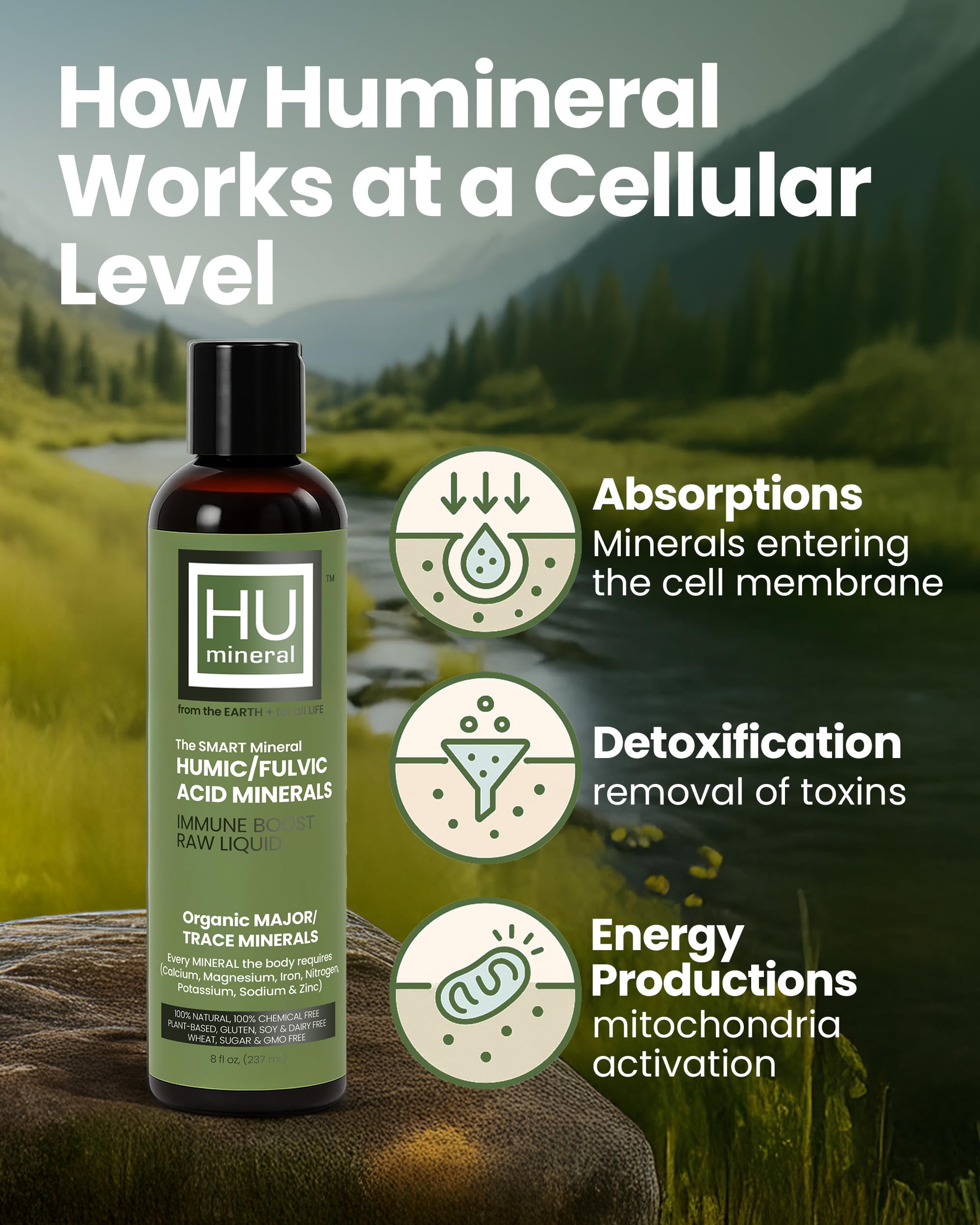 HUmineral Humineral bottle pour into water demonstrating quick integration into hydration