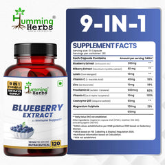 Humming Herbs Blueberry & Bilberry capsules arranged for convenient once-daily use.