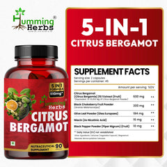 Humming Herbs Citrus Bergamot bottle label with ingredients and serving size.