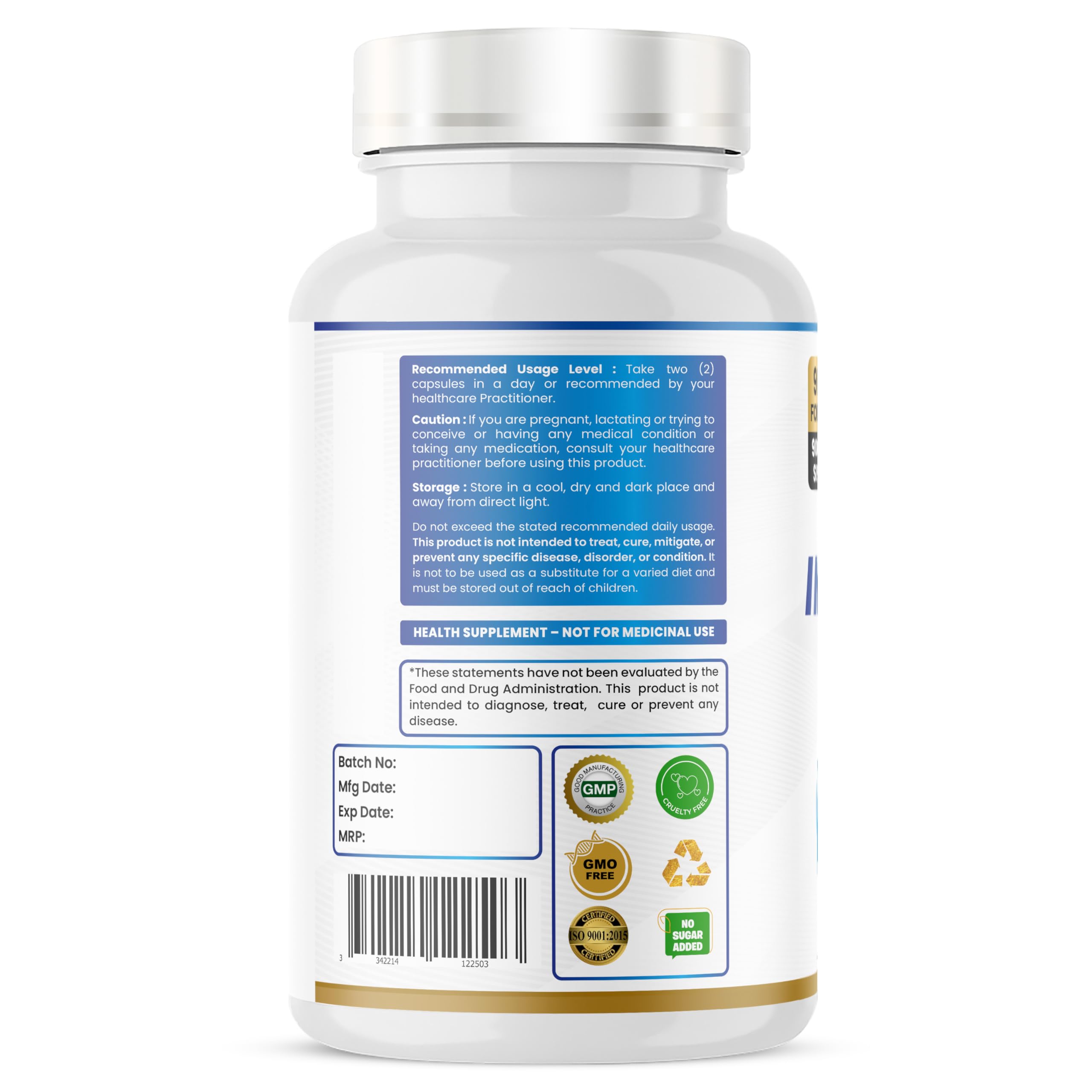 Humming Herbs Inobalance Pro+ desiccant note highlights moisture control in bottle