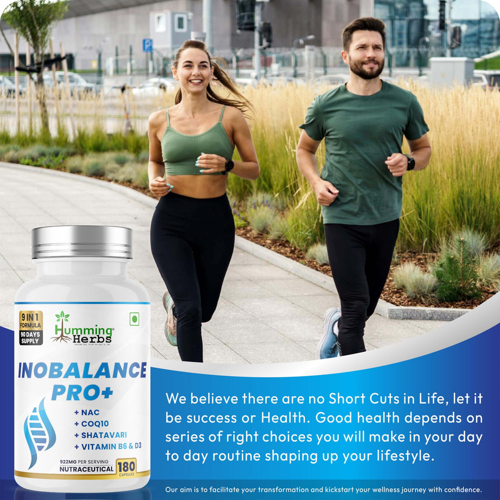 Humming Herbs Inobalance Pro+ packaging on shelf communicates accessible wellness