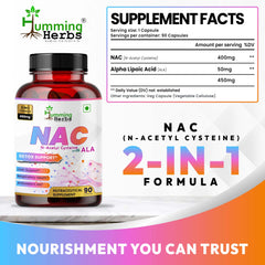 Humming Herbs NAC 450mg capsule close-up signaling vegan capsules
