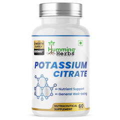 Humming Herbs Potassium Citrate bottle front view emphasizing electrolyte balance