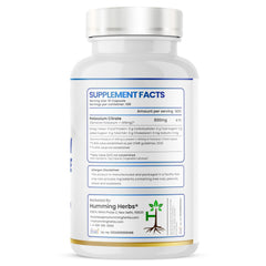Humming Herbs potassium citrate capsules close-up highlighting vegan formula
