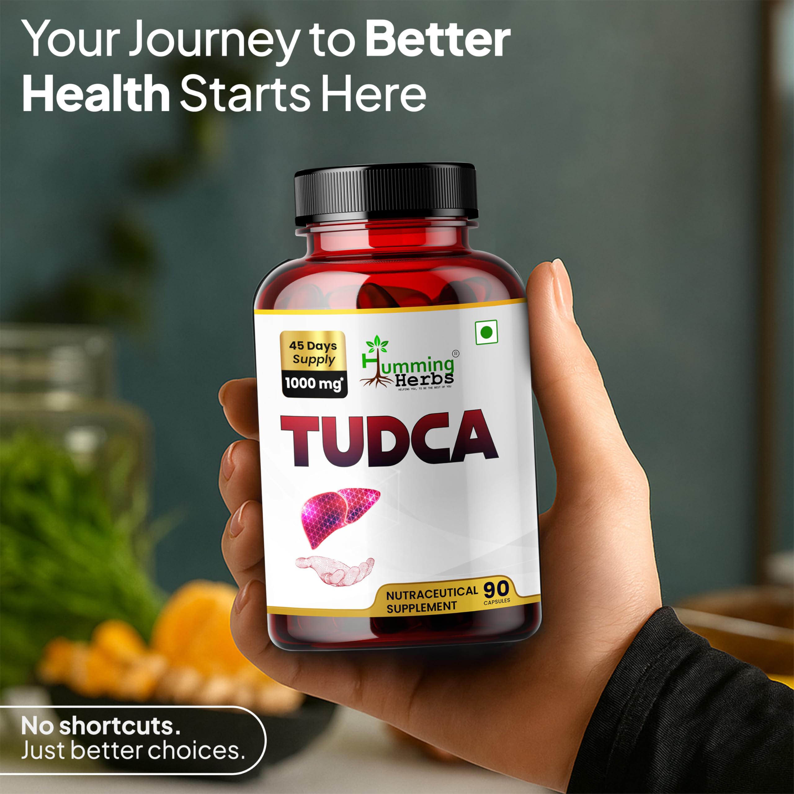 Humming Herbs TUDCA 1000 mg micro-nano encapsulation graphic emphasizing stability.