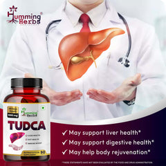 Humming Herbs TUDCA 1000 mg vegan capsules closeup with clean formulation.