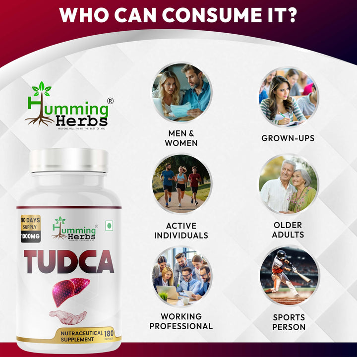 Humming Herbs TUDCA capsules lined up for everyday use.
