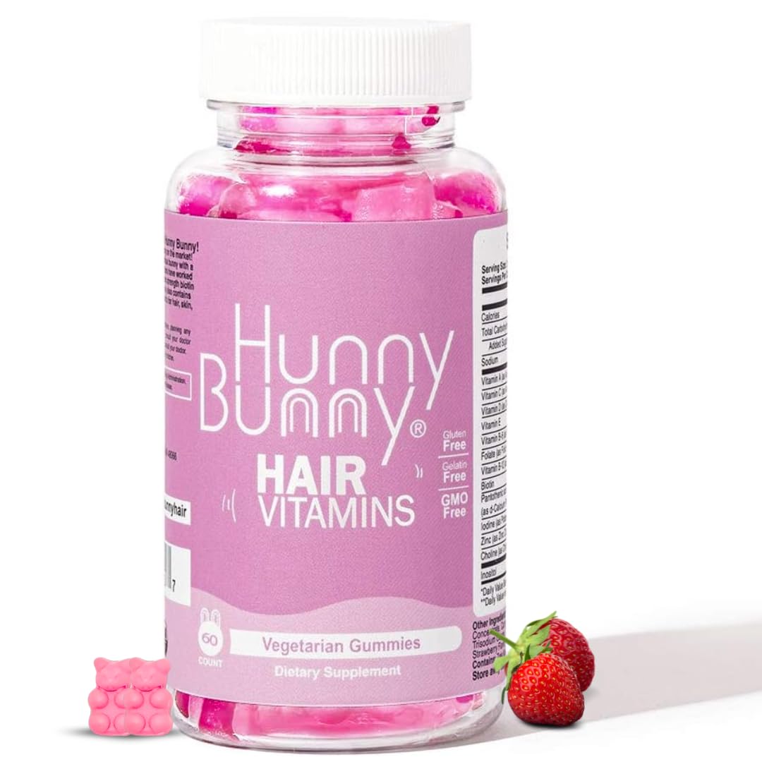Hunny Bunny Hair Vitamin Gummies bottle showing daily hair care.
