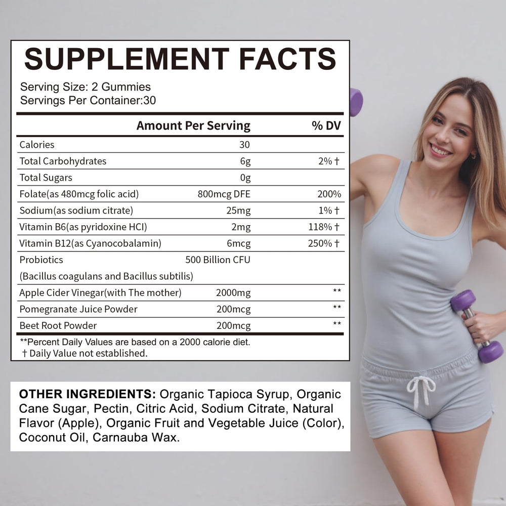 Hurdilen Keto ACV Gummies bottle side highlighting ingredients and no sugar