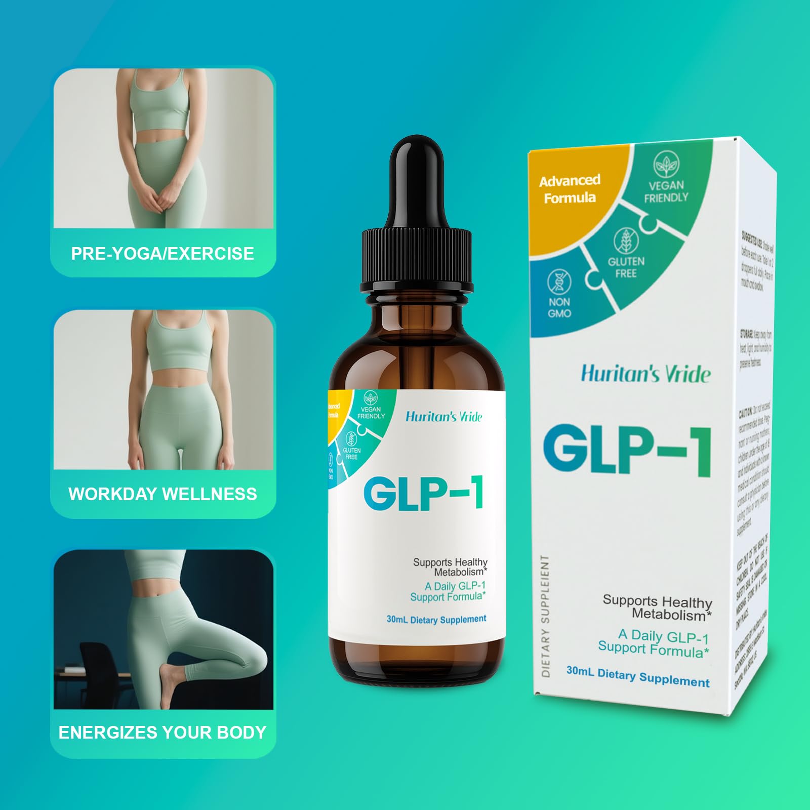 Huritan's Vride GLP-1 Drops two-pack packaging.
