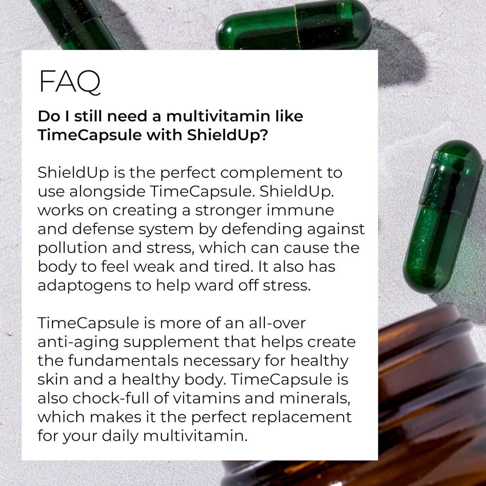 Hush & Hush ShieldUp maca root imagery suggesting natural energy support.