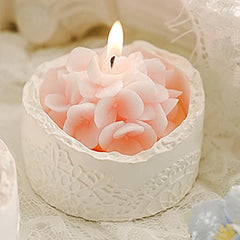 HUTIP Pink Hydrangea Candle with lace cup for elegant decor and romance.