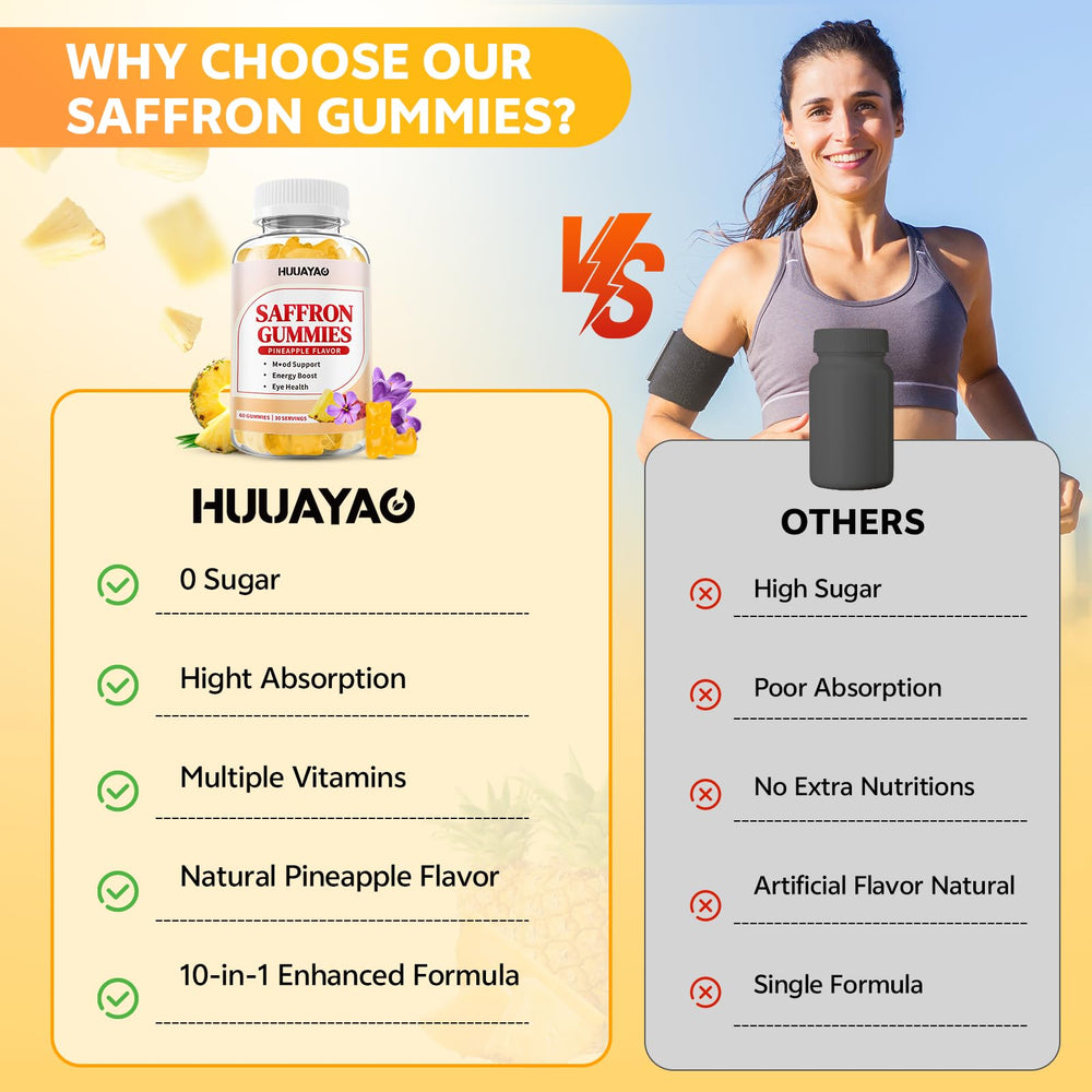 HUUAYAO saffron gummies daily routine keeps you alert and balanced