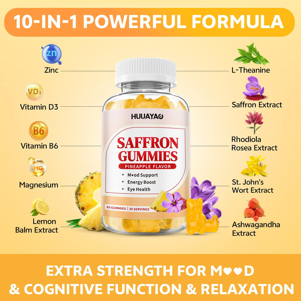 HUUAYAO saffron gummies night use for calm focus and rest