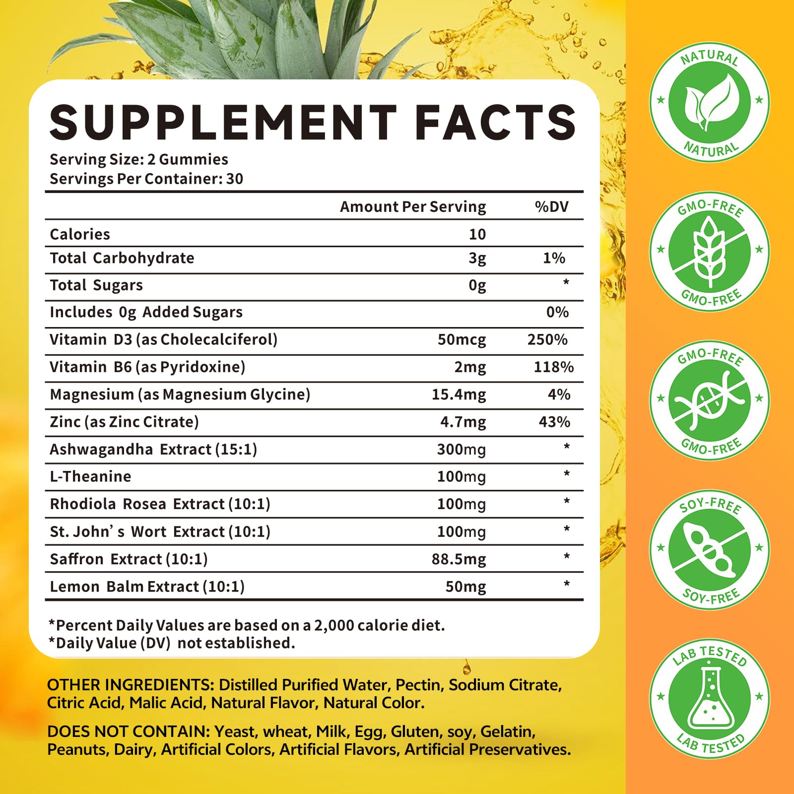 HUUAYAO saffron gummies pineapple flavor for tasty daily energy and focus