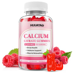 HUUAYAO calcium citrate gummies bottle front supports daily bone health