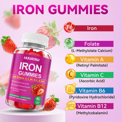 HUUAYAO gummies ingredients showing vitamin C and B-complex for metabolism support