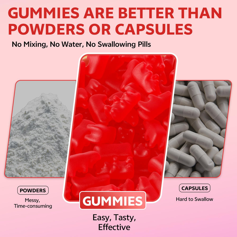 Cross-section of a strawberry-flavored HUUAYAO gummy for texture.