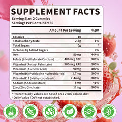 HUUAYAO vegan iron gummies strawberry flavor with gentle absorption