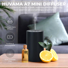 Huvama Waterless Diffuser digital display highlights easy scent control.