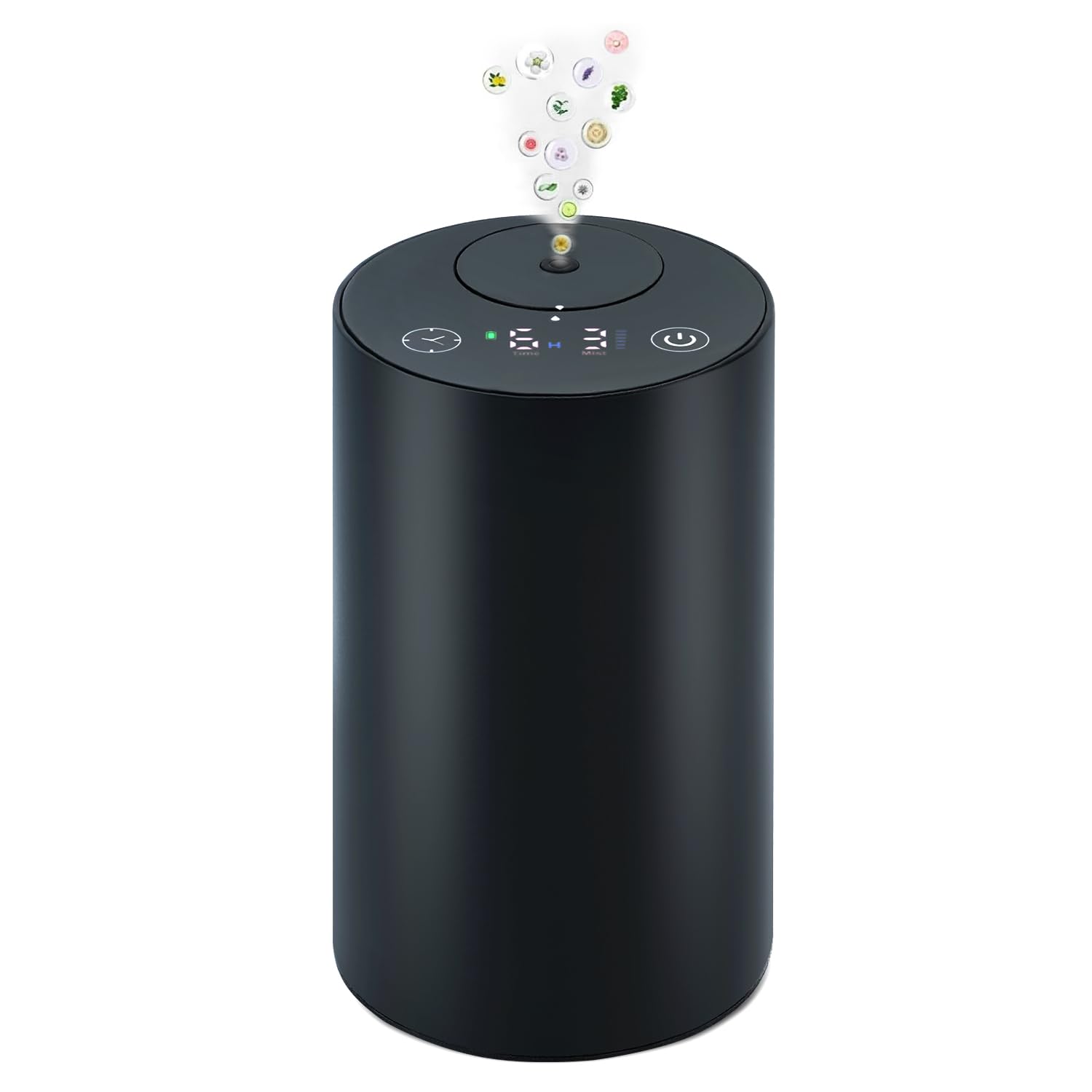Huvama Waterless Diffuser front view, sleek black aluminum design adds elegance.