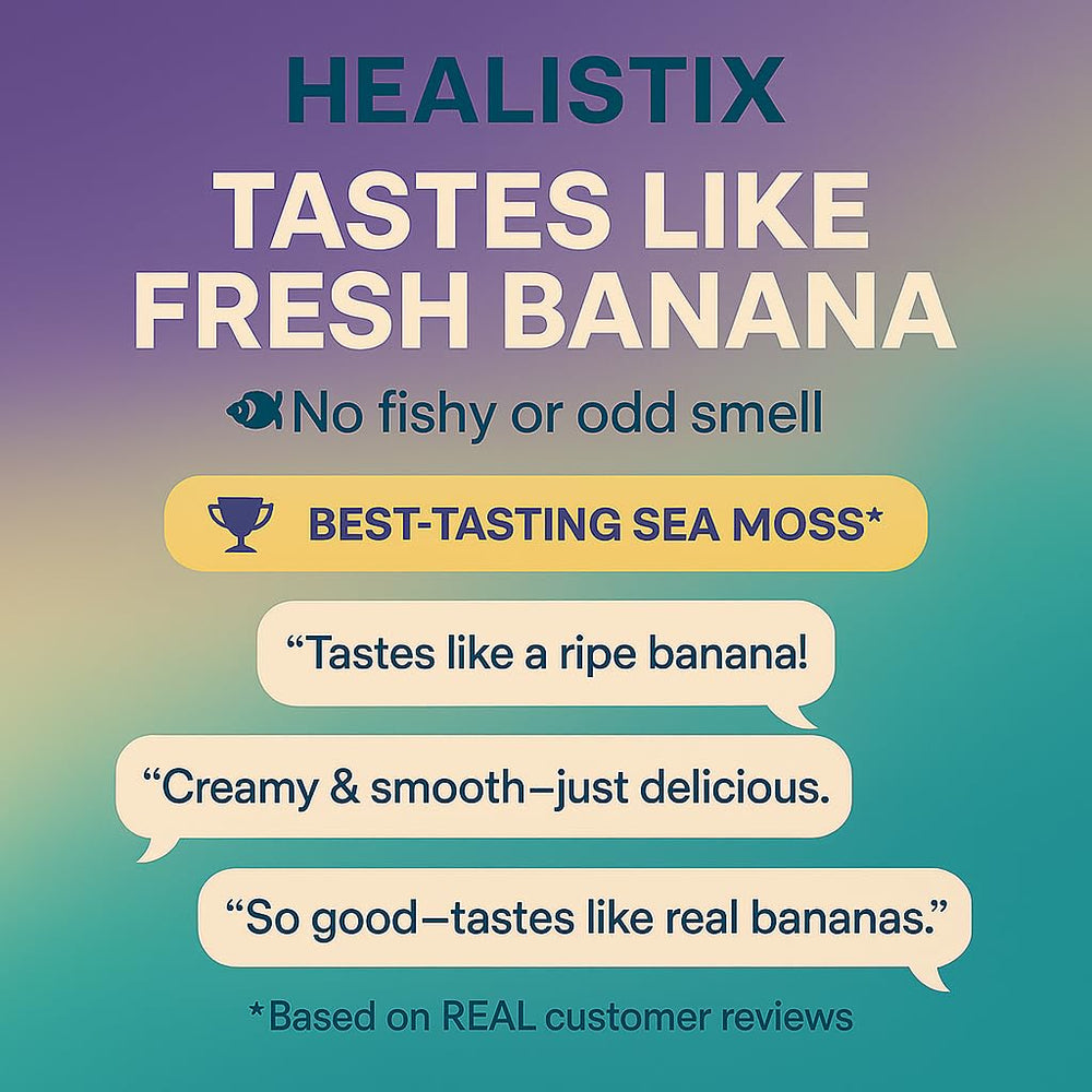 Close-up of HX HEALISTIX Banana Sea Moss Gel texture, creamy and versatile.