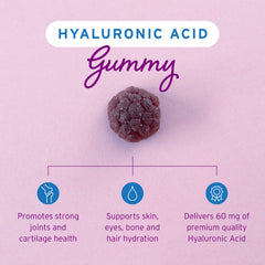 Close-up of berry-textured Hyalogic HA Gummies for enjoyable consumption.