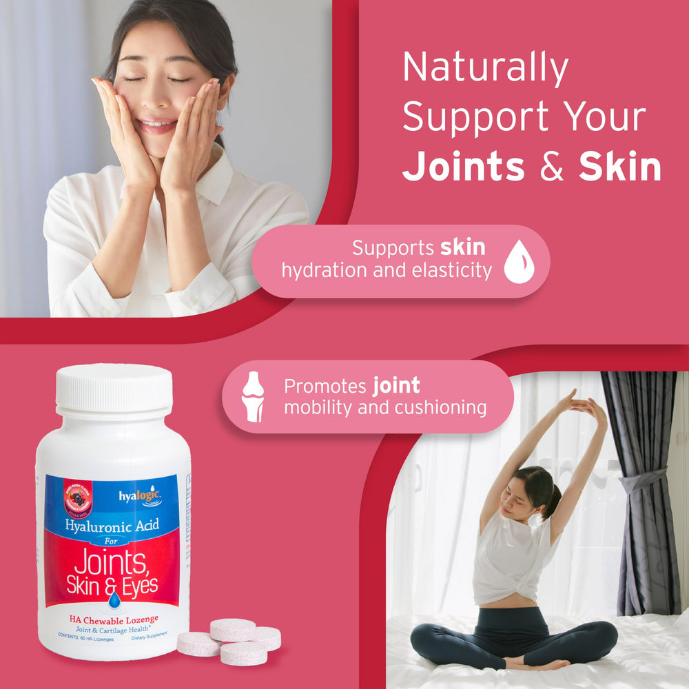 Hyalogic High molecular weight Hyaluronic Acid Chewable Lozenge for premium hydration and mobility support