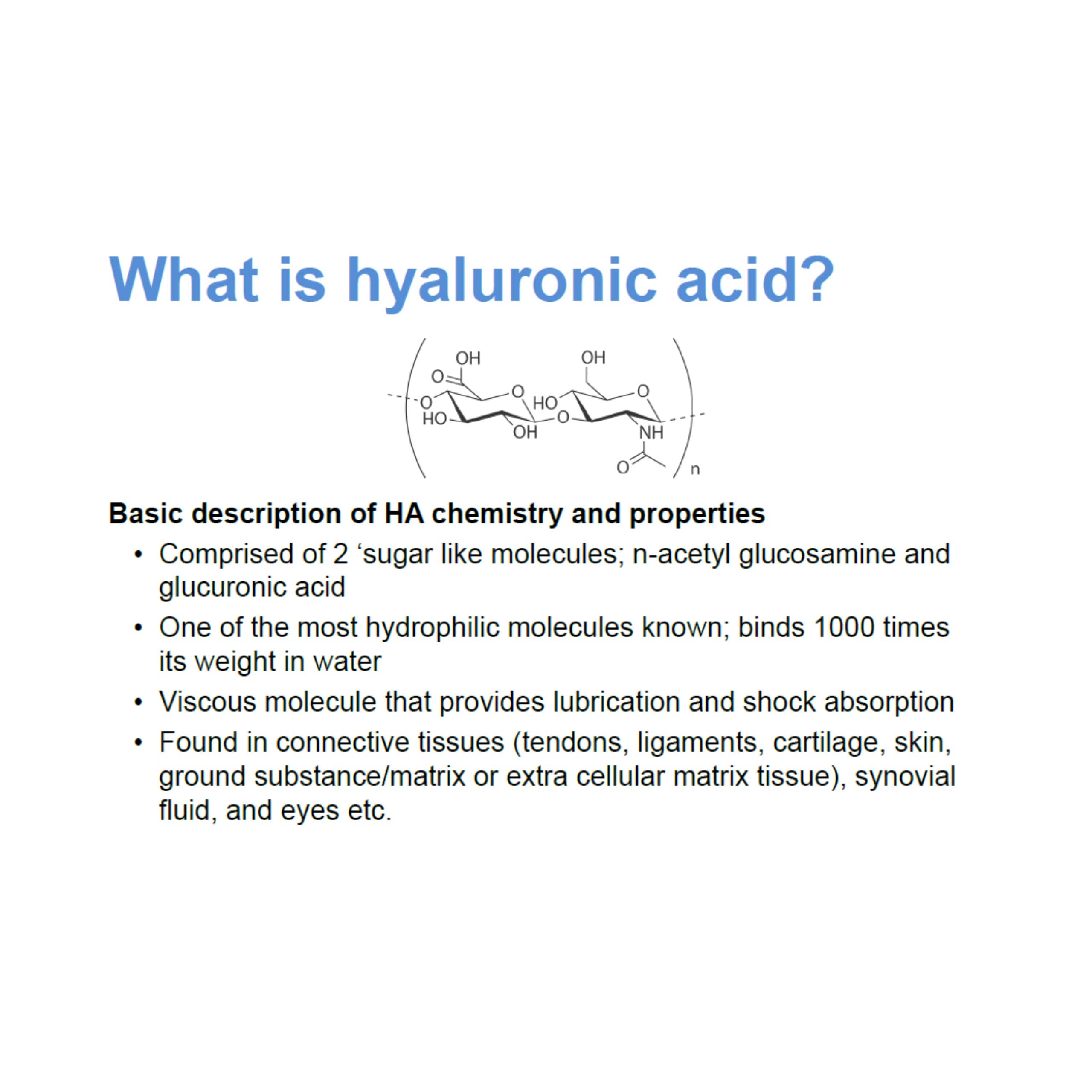 Hyalogic Synthovial Seven ingredient panel featuring HA and Resveratrol.