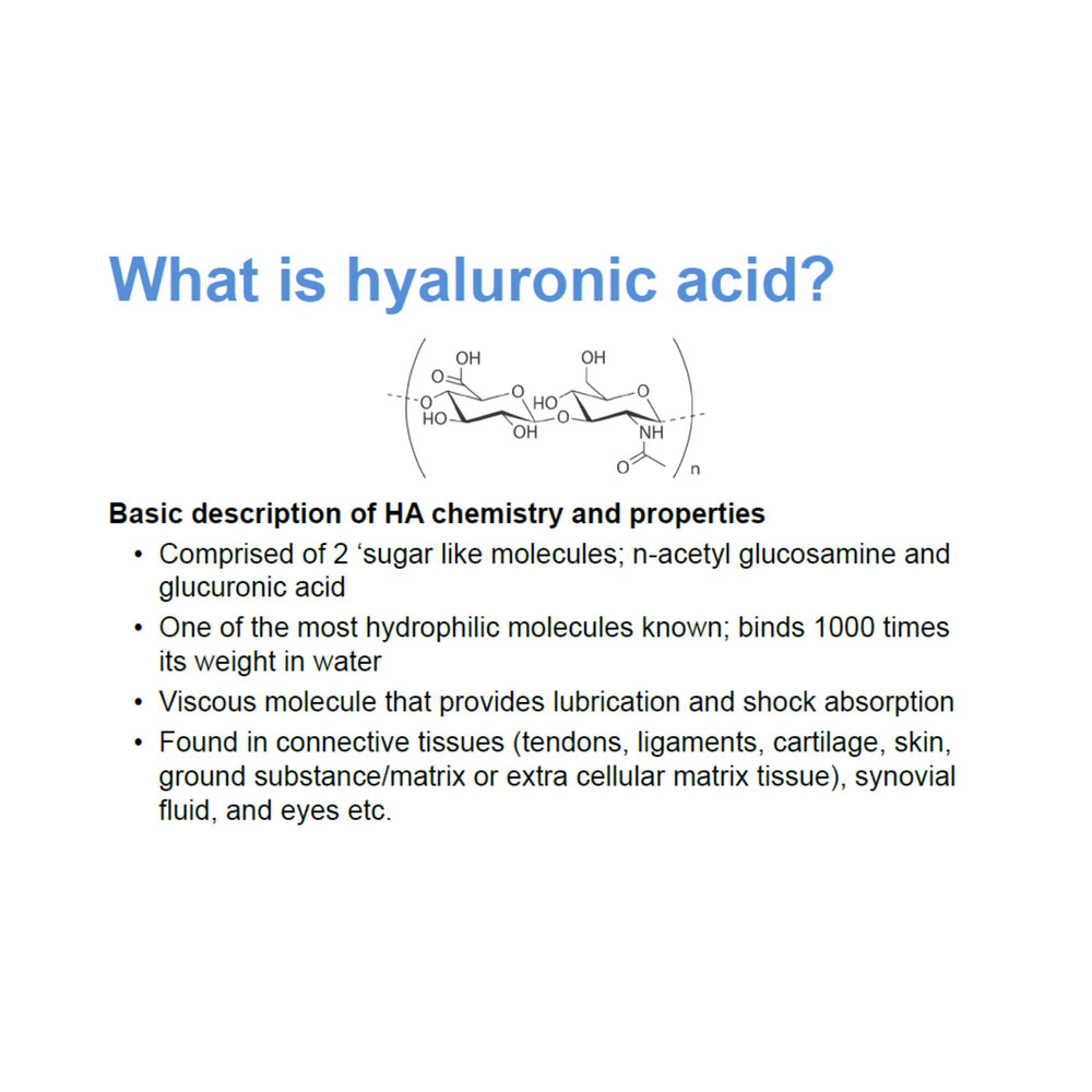 Hyalogic Synthovial Seven ingredient panel featuring HA and Resveratrol.