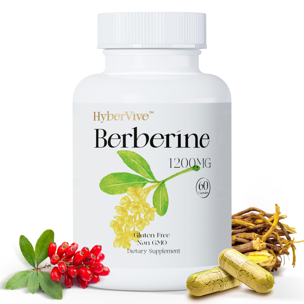 HyberVive Berberine bottle showing 60 capsules for post-meal support.