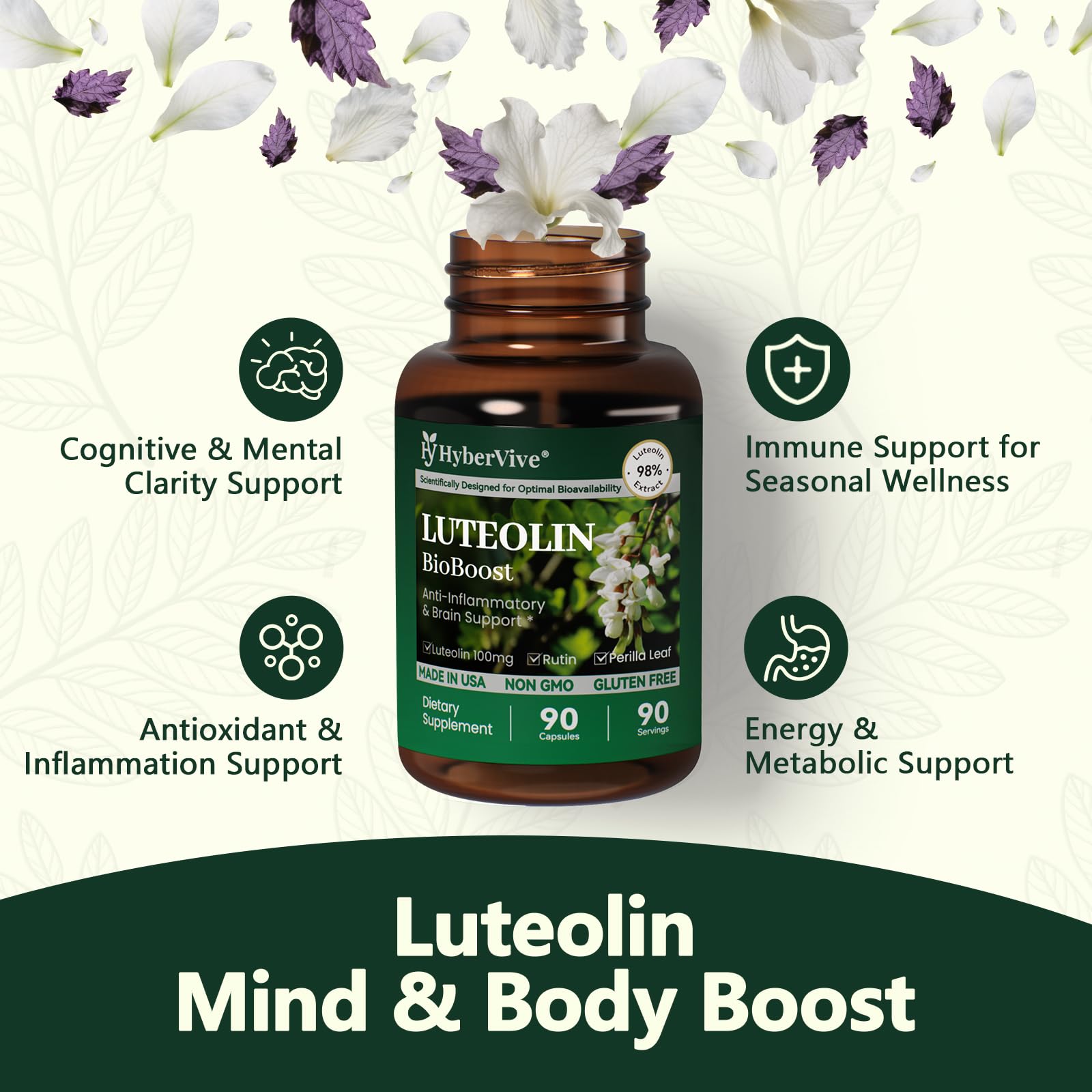 HyberVive Luteolin vegan capsules for everyday wellness