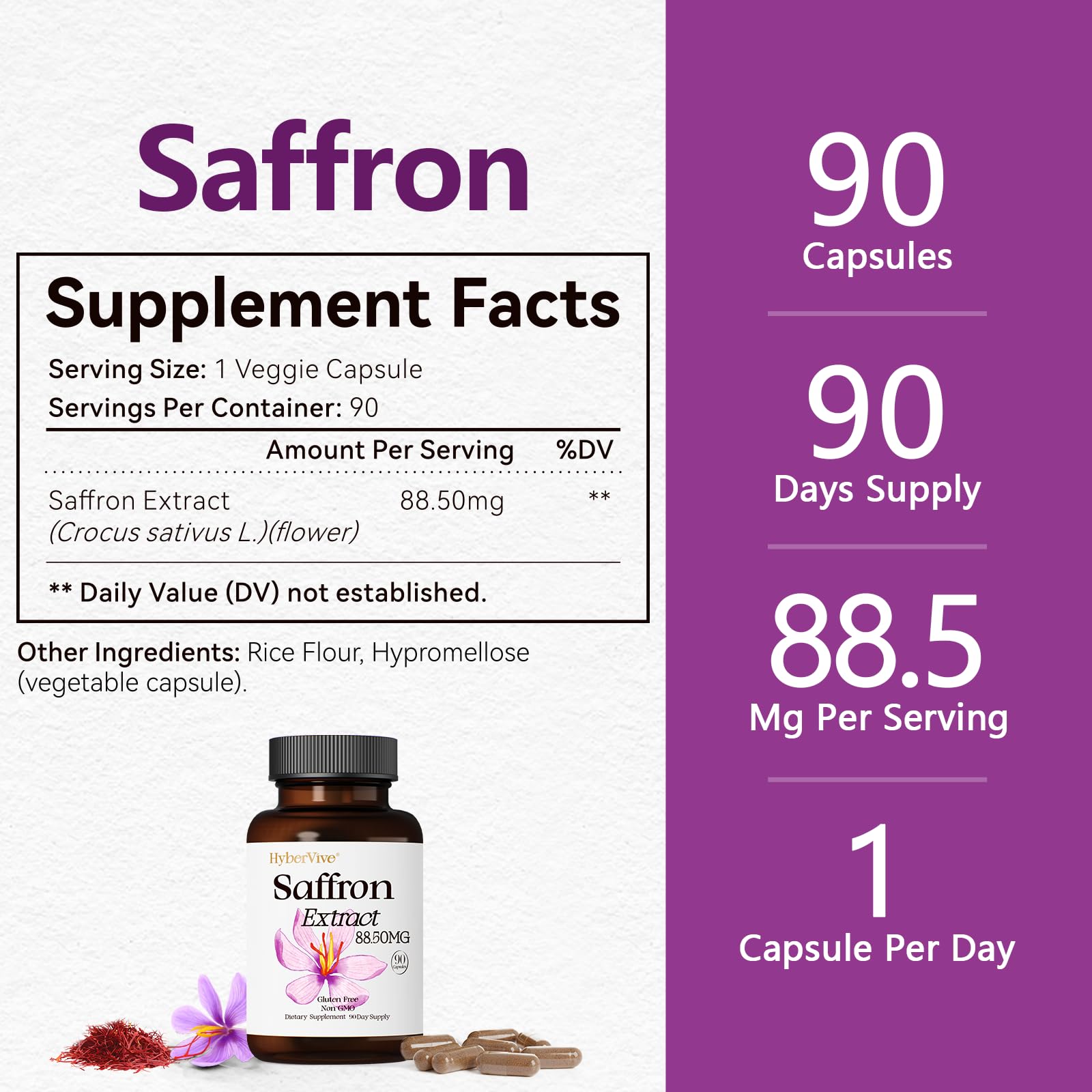 HyberVive saffron capsules for daily mood and energy support in use.