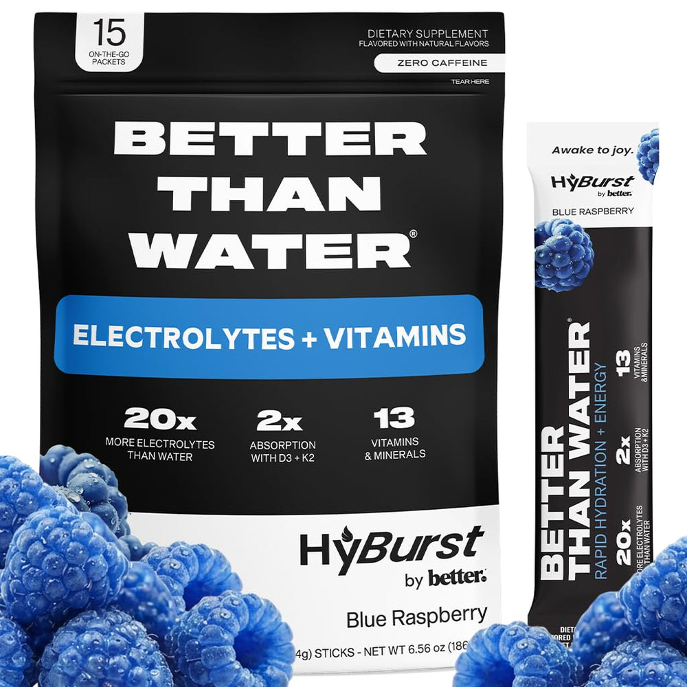 Hyburst bottle pour blue raspberry shows convenient hydration on the go.
