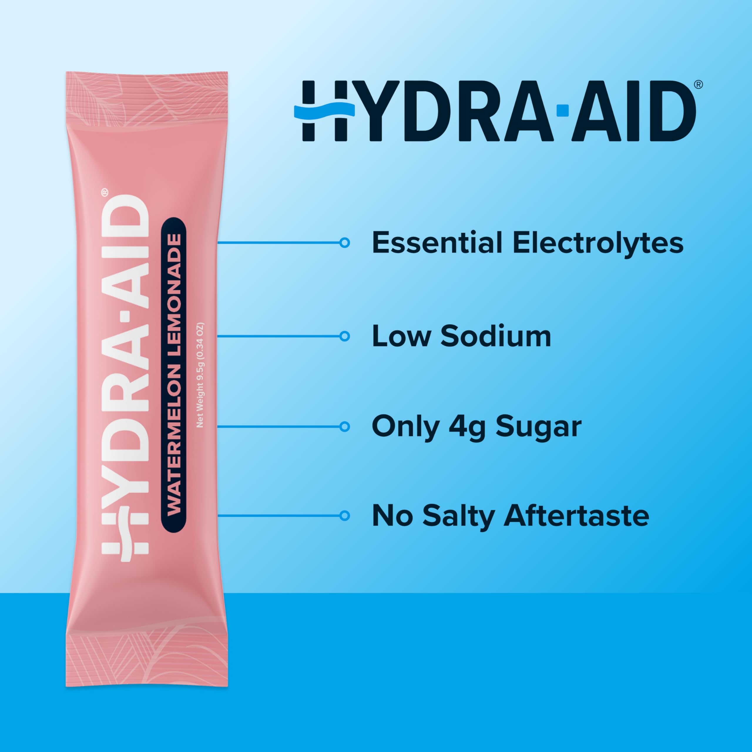 HYDRA AID stick dissolving in water provides low-sugar refreshment.