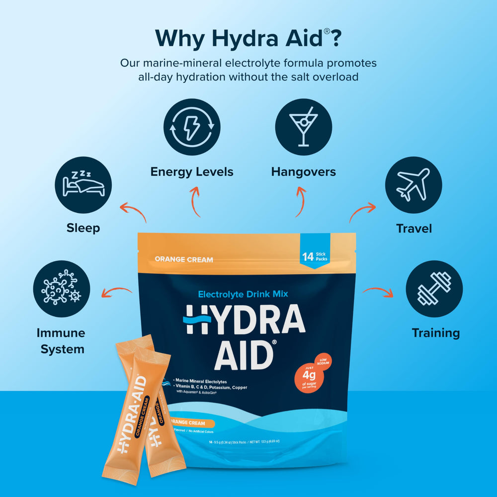 HYDRA AID travel-friendly pack in bag for hydration anywhere