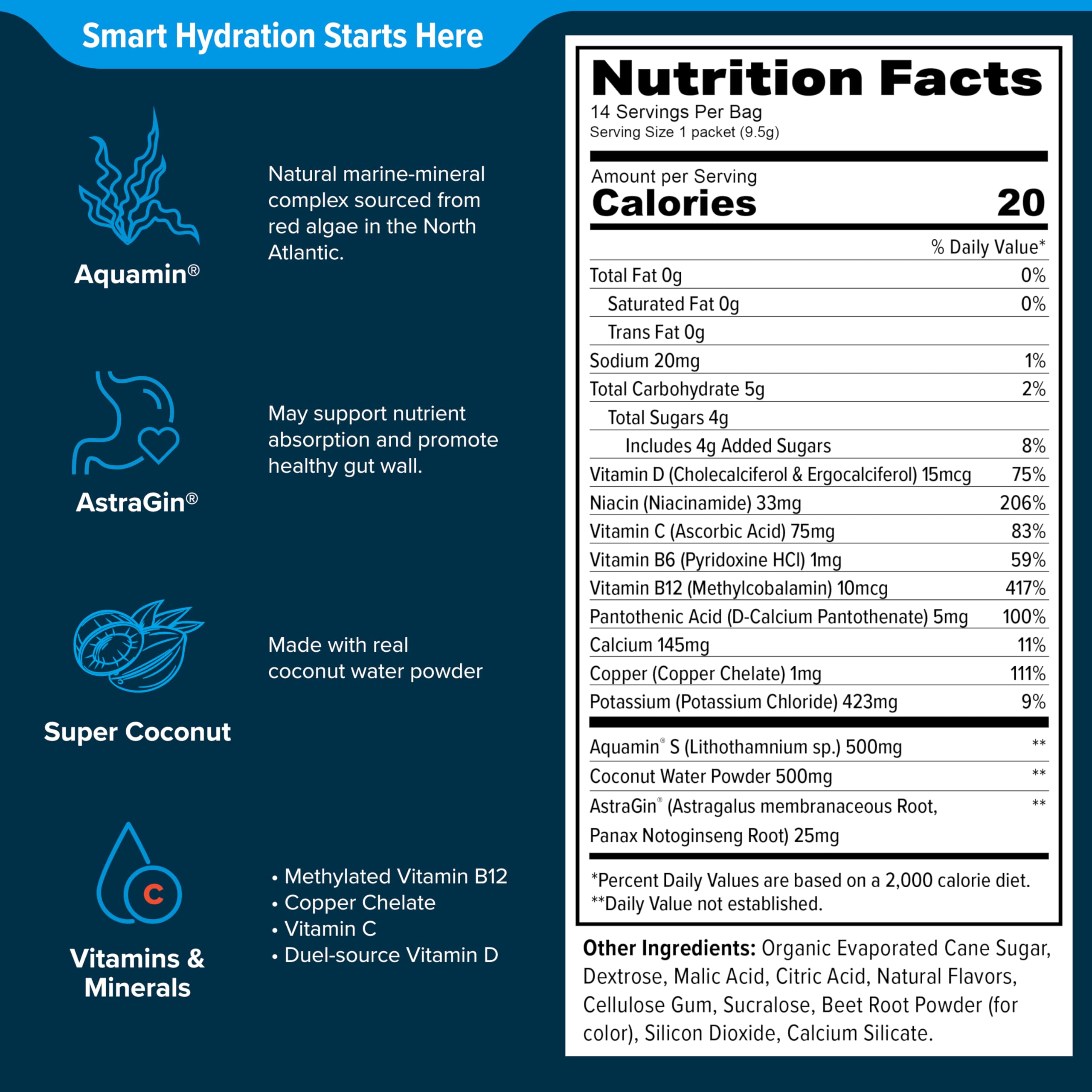 HYDRA AID vegan non-GMO gluten-free hydration option.
