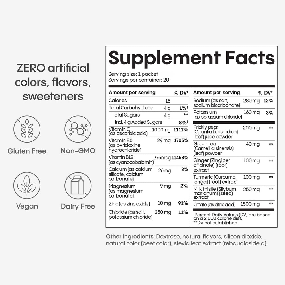 Hydralyte Liver Support bottle with packets aids refreshing hydration on the go.