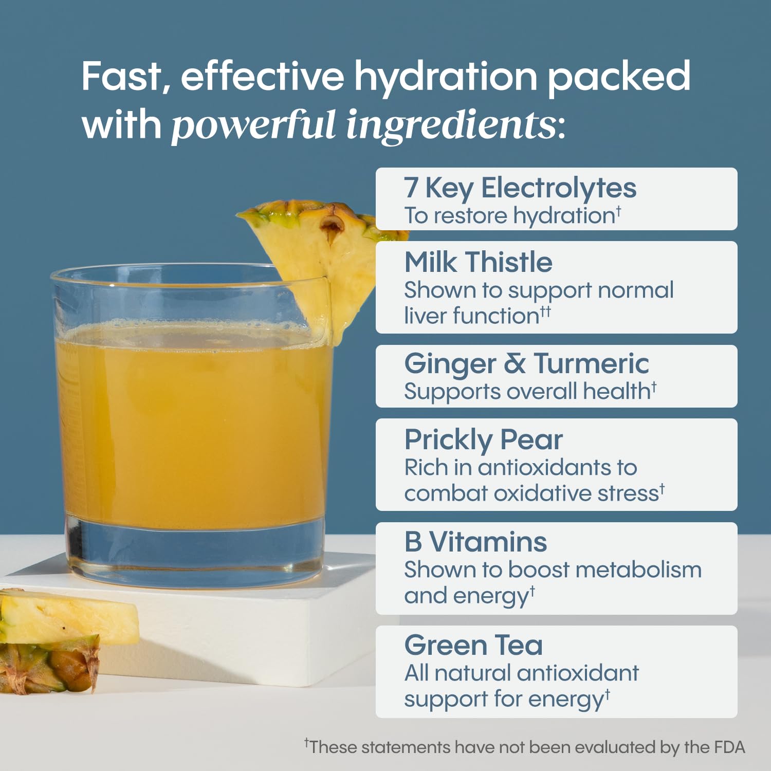 Hydralyte Liver Support ingredients list with milk thistle and prickly pear.