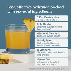 Hydralyte Liver Support ingredients list with milk thistle and prickly pear.