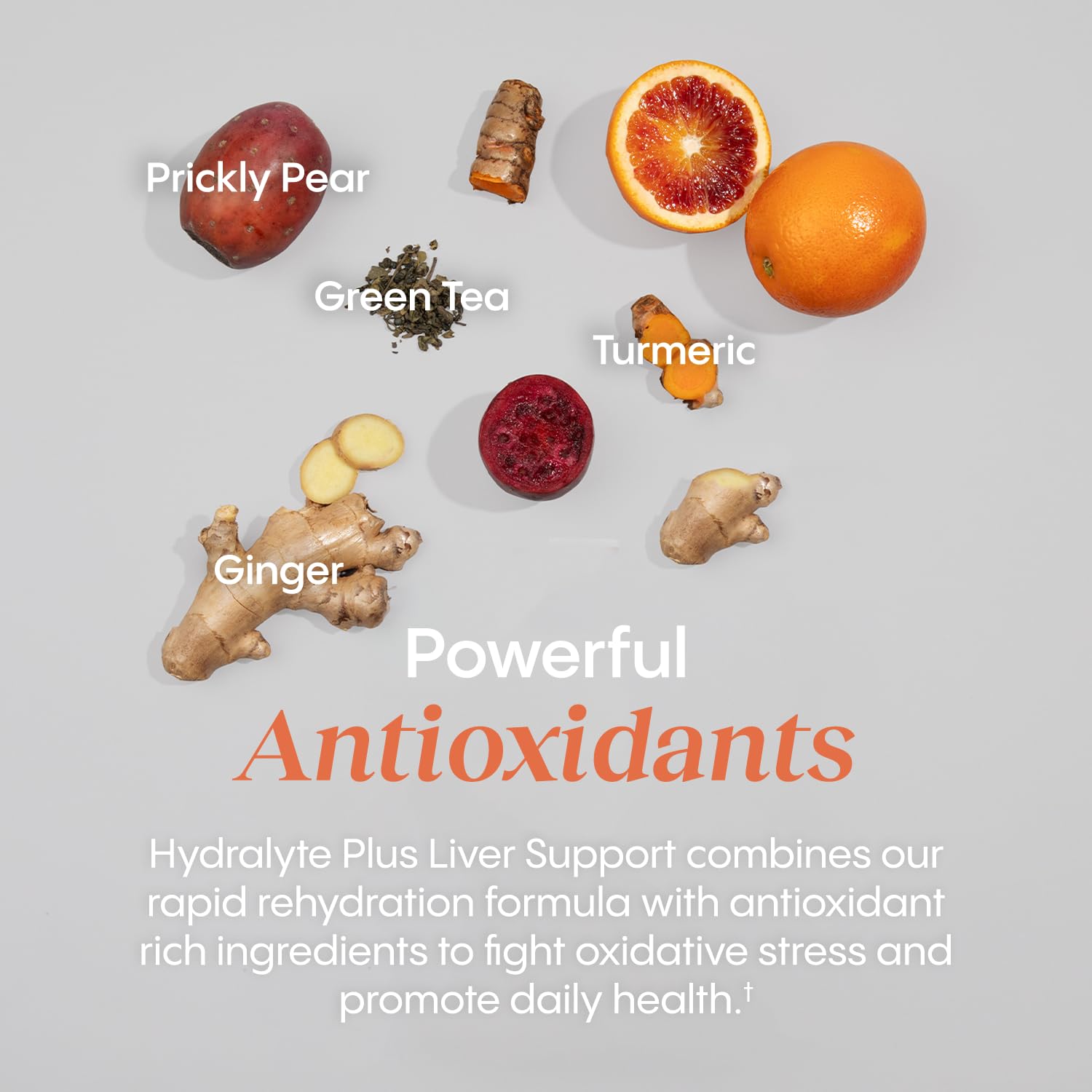 Hydralyte Liver Support measuring spoon and daily-use guidelines.