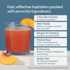 Hydralyte Liver Support prickly pear ingredient shot highlights antioxidant blend.