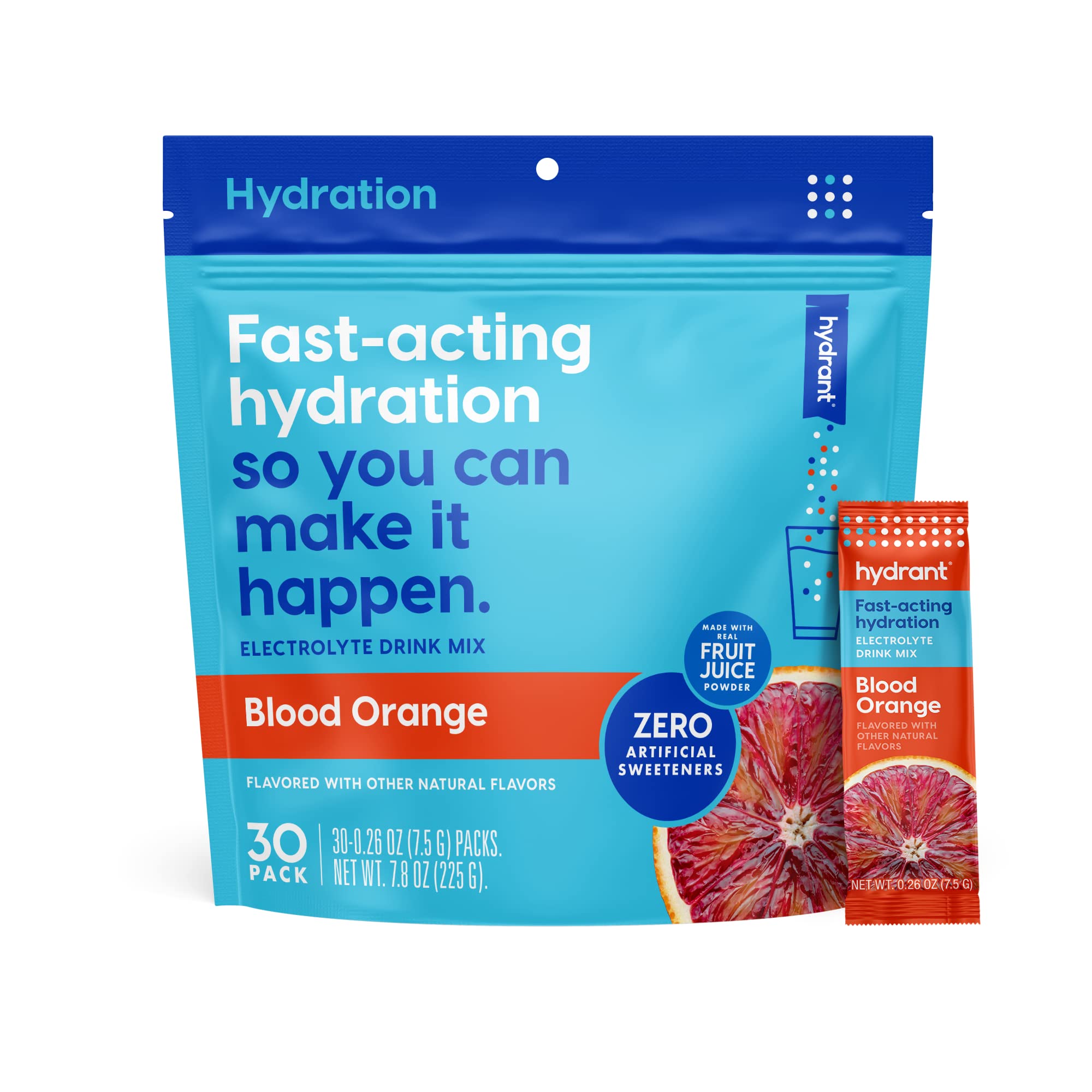HYDRANT blood orange packets in a box, ideal for on-the-go hydration.