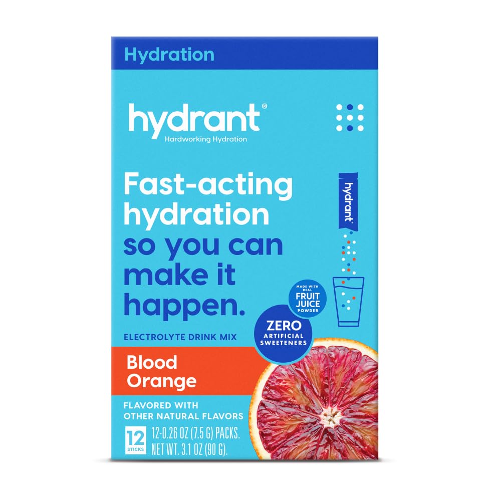 HYDRANT Blood Orange powder packet ready to mix for fast hydration.