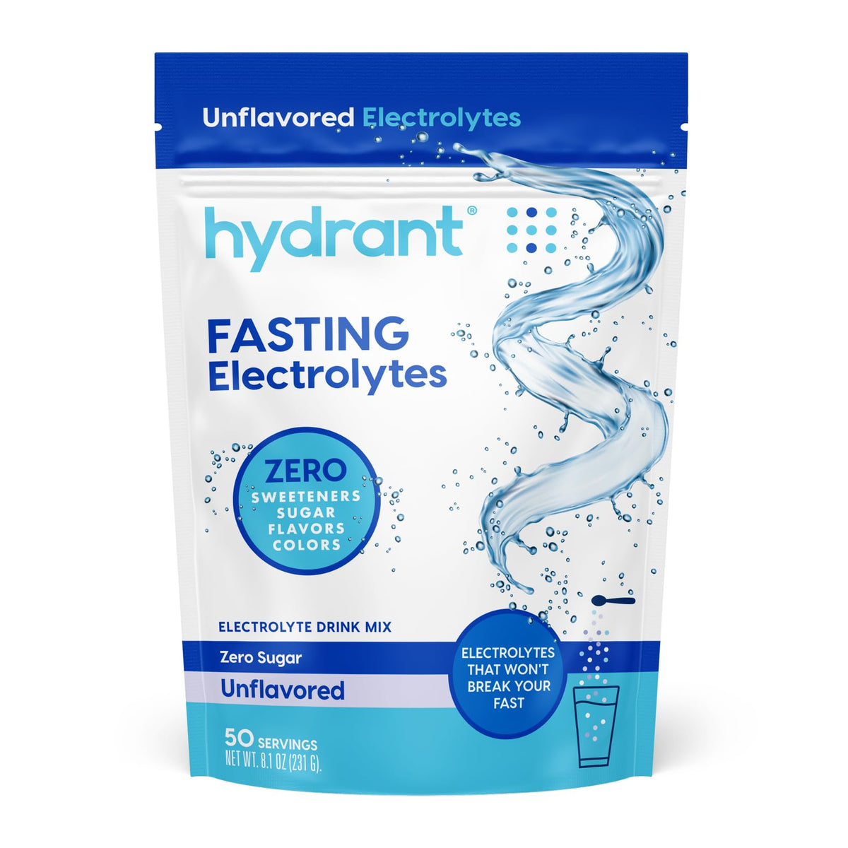 HYDRANT electrolyte packet for fast hydration during fasting.