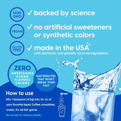 Unflavored HYDRANT powder dissolves cleanly in water.