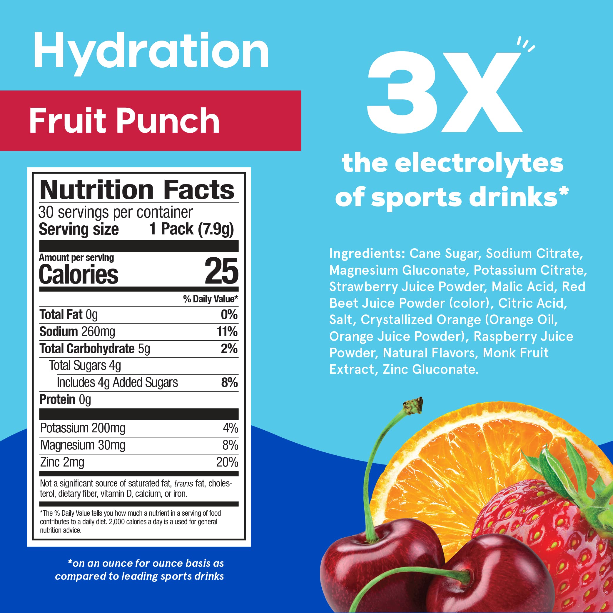 HYDRANT fruit punch stick closeup shows powder dissolving smoothly.